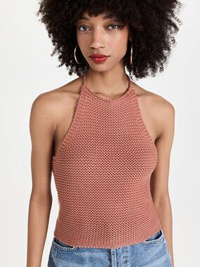 NWT 525 Terracotta Crochet Halter Top